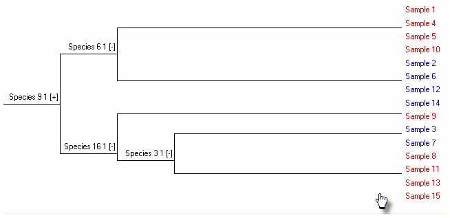 An example Twinspan dendrogram from CAP